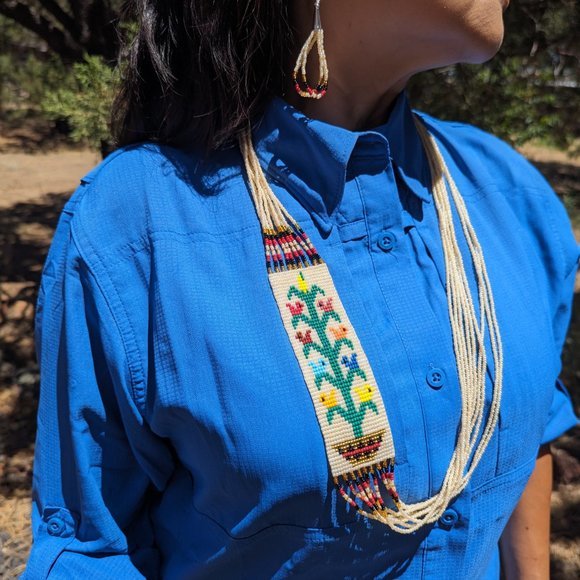 Navajo Handmade Beaded Necklace Earrings Set Rug Tree of Life Design *** - Picture 8 of 11